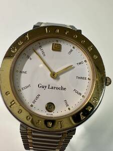 稼働品 Guy Laroche ギラロッシュ メンズ 腕時計 ホワイト文字盤 SWISS MADE 129 1257