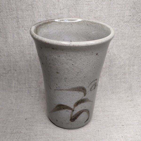 粉引絵唐津カップ 部分炭化 フリーカップ 唐津焼 灰被りカップ コップ