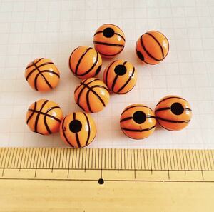 バスケットボール　アクリルビーズ　10個　　12×10.5mm 穴3.5mm