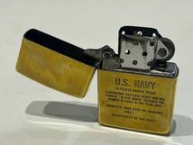 【D4844-2】ZIPPO オイルライター U S NAVY ジッポー 喫煙具 ライター ※石を外しており、火花未確認。フリントホイール作動確認。_画像2