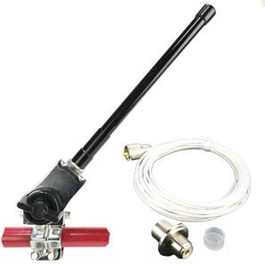 144/430MHz帯 ルーフアンテナ基台(シルバー)RB46+SC316(1.5D-2V相当)同軸ケーブル5m MJL-MP+約22㎝ ノンラジアルアンテナ NL-350(黒)