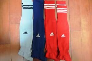 ◇US29◇ゆうパケットプラス対応 中古 サッカー フットサル ソックス ストッキング adidas アディダス 25-30 4点セット 高校部活