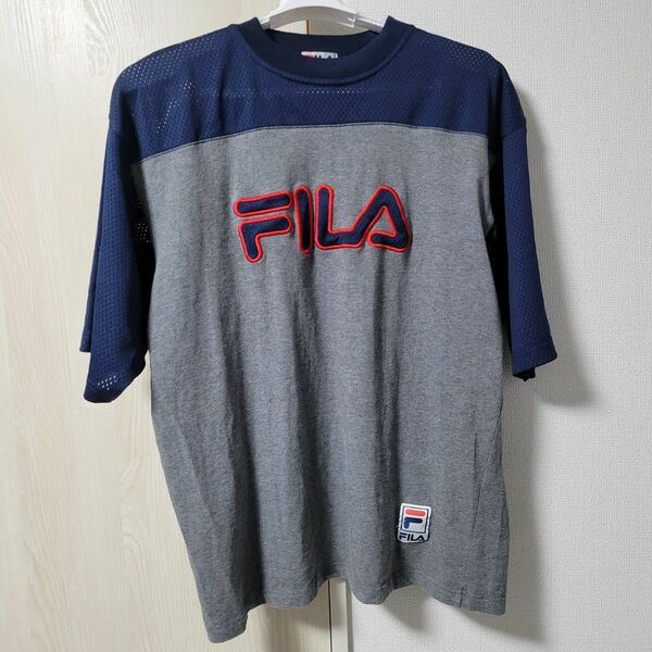 【古着】FILA　Tシャツ　ホッケーシャツ？　ネイビー/グレー　Lサイズ