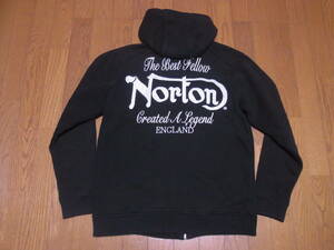 241-163/Norton/ノートン/豪華刺繍/フルジップスウェットパーカー/L/ブラック