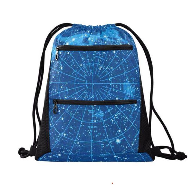 特注一点物★子供から大人まで大人気宇宙柄星座星柄多機能ナップザックリュックサック シューズバッグ