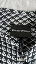 EMPORIO ARMANI 長袖 シャツ モノクロ　一面ロゴ　 L エンポリオアルマーニ　高級タイプ　保管品_画像2