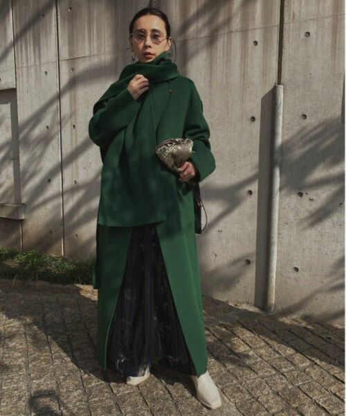 【AMERI】STAND COLLAR SCARF COAT コート