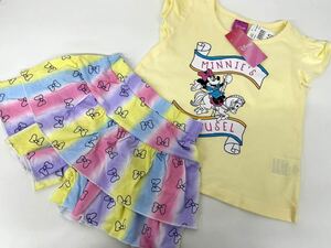  new goods # Disney minnie Chan short sleeves shirt skirt trousers 2 point set 120 colorful pretty!