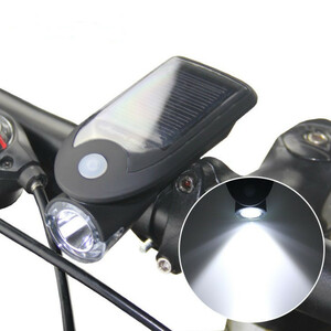自転車 ソーラー LEDライト ブラック 新品 防水 USB充電 防災ライト サイクリング パーツ カスタム 即納