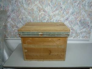 H022152 茶箱 木箱 収納箱 木製 昭和レトロ アルミ張り