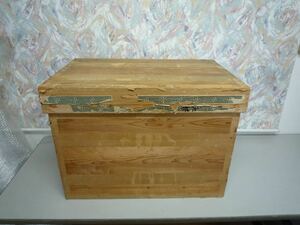 H022157 茶箱 木箱 収納箱 木製 昭和レトロ アルミ張り