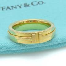 【送料無料】 極希少 Tiffany&Co. ティファニー イエロー ゴールド T TWO ナロー リング 6.5号 指輪 AU750 K18 HD34_画像2