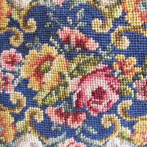 ★Vintage wooden handle flower design needlepoint handbag_画像3