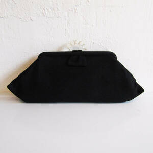 *50s USA Vintage black wool clutch bag with lucite clasp