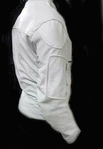 ★激シブ★パンチングメッシュ完全防備EUROライダースジャケット ホワイト バッファローレザーCEパッド　サイズ選択可能_画像3