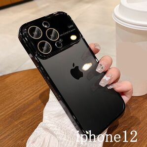 iphone12ケース カーバー TPU　指紋防止耐衝撃ブラック1