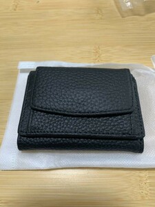 本革 牛革　黒色 ミニ財布 三つ折り財布 レディース メンズ ミニウォレット 小さい財布 小銭入れ ボックス型 コンパクト 財布