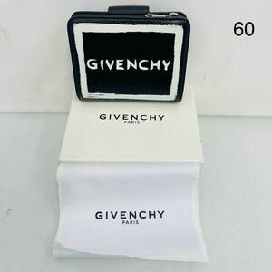 1SA199 GIVENCHY ジバンシー 二つ折り財布 アイコン プリント コンパクト ウォレット ZEA1107 黒 レザー 箱付き 中古 現状品 動作未確認