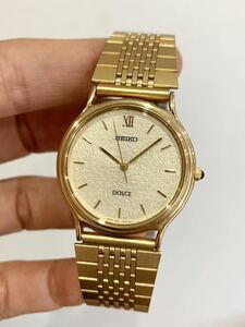 美品 SEIKO ドルチェ DOLCE 5E31-6D60 こゴールド文字盤 クオーツ メンズ腕時計