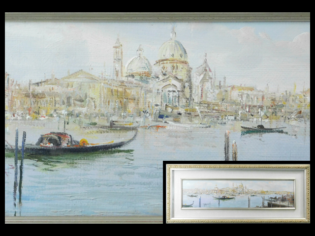 西罗·坎萨内拉 (Ciro Canzanella) 水城 威尼斯 (威尼斯) 意大利 风景画 油画 (油画) 画布 变形 M25 带框 印象派 s24012803, 绘画, 油画, 自然, 山水画