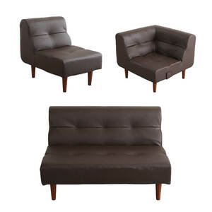 PVC leather living dining sofa [SHUNgiTE -shun guide ] series 3 point set SH-07-SNG-SET-BR Brown 