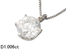 音羽屋■ F/I-1 ダイヤモンド/1.006ct Pt900/Pt850 プラチナ 1粒ダイヤ ネックレス ソーティング付き 仕上済【中古】_画像1