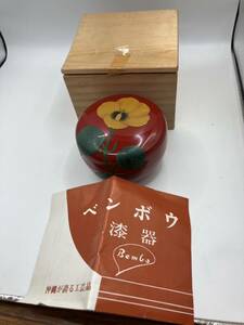 ◆◇No24　未使用品　沖縄漆器　伝統工芸品　紅房(ベンボウ)作　絵平棗】◇◆