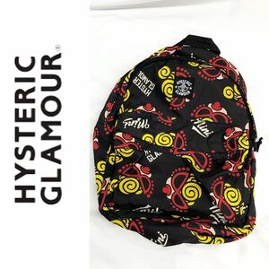 HYSTERIC GLAMOUR ヒステリックグラマー ヒステリックミニ ヒスミニ リュック バックパック リュックサック 総柄 ナイロン ブラック 黒