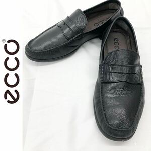 ECCO エコー メンズ コインローファー リアルレザー 本革 シューズ 靴 ブラック 黒 中敷あり サイズ42 26.0cm 紳士