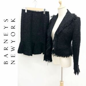 BARNEYS NEW YORK Barneys New York твид юбка костюм выставить вязаный общий подкладка кромка оборка юбка черный 38 40 M L