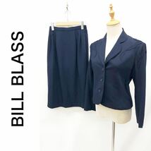 BILL BLASS ビルブラス スカートスーツ セットアップ レディース ジャケット 総裏地 肩デザイン フォーマル セレモニー ネイビー サイズ9 M_画像1