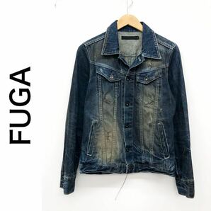 FUGA フーガ メンズ Gジャン デニム ジャケット ダメージ加工 インディゴ ブルー サイズ44 Mサイズ程の画像1