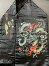 アンティーク着物◆龍　獅子　黒地　名古屋帯　手描き　ペンテックス　大正ロマン　古布　きものさらさ奈良店_画像4