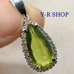 . type peridot . Cubic Zirconia. elegant pendant top * lady's necklace silver 925 stamp color stone new goods gem Y-R