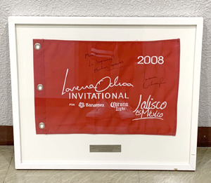 第1回 ロレーナ オチョア インビテーショナル 2008年 オチョア直筆サイン入り ピンフラッグ 専用木製額縁＆プレート付属 / 女子プロゴルフ