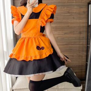 【新品】ハロウィン仮装 メイド服 カチューシャ オレンジ X Lサイズの画像4