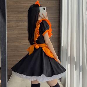 【新品】ハロウィン仮装 メイド服 カチューシャ オレンジ X Lサイズの画像5