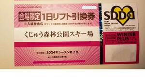 送料込 くじゅう森林公園スキー場 九重スキー場　 1日リフト券 大人1枚　スノーボード　激安