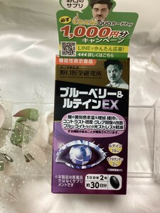 U02020 野口医学研究所 ブルーベリー＆ルテインEX 約30日分 賞味期限2025,09 60粒入 未使用品 送料350円 