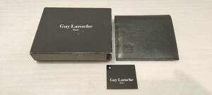 1円～ Guy Laroche レザー 二つ折り財布 90158-B 黒 剥がれ有 箱有 ギ・ラロッシュ 61691