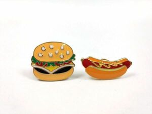 ハンバーガー＋ホットドッグ ピンバッジ 2個セット ピンズ DM便発送