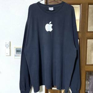 レア Apple ロンT アップル 黒 企業 ビンテージ 2XL プロモ 古着 長袖Tシャツ 00s 90s 