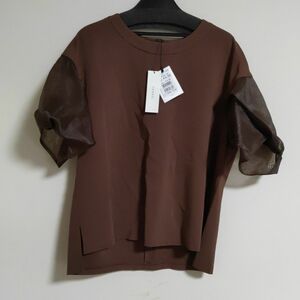 レディーストップス 半袖 カットソー Tシャツ 日本製 茶 ブラウン 春夏物 新品 未使用 スコットクラブ ヤマダヤ