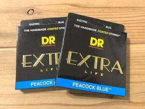 ★【レア】DR Strings PBE-11 EXTRA LIFE PEACOCK BLUE ブルーコーティング エレキギター 弦 2個セット ★