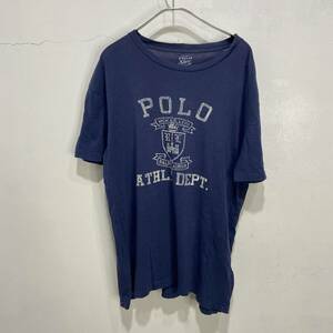 送料無料☆POLO RALPHLAUREN☆ラルフローレン☆プリントTシャツ☆カレッジモチーフ☆半袖☆ネイビー☆M☆B24M