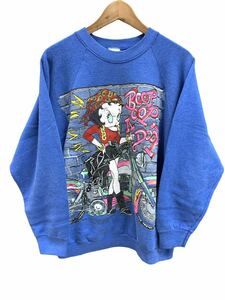 レア 90s Betty Boop スウェット ベティー ブープ USA製 古着 ビンテージ トレーナー アメカジ ラグラン NEWYORK アニメ biker