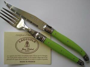  France production Laguiole knife Fork kiwi fruit color Jean te.boJean dubostlaiyo-ru1.5mm width stainless steel bee. . chapter French 
