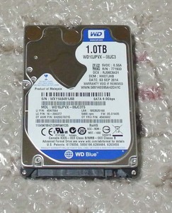 WestrtnDigital WD10JPVX 2.5インチ 1TB(1000G) 1台使用時間　1900時間 