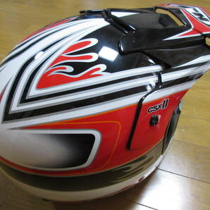 HJCジェットヘルメット CSX-Ⅱ(ホワイト×レッド×ブラック)中古品 Mサイズ(58cm) ゴーグル付きの画像3