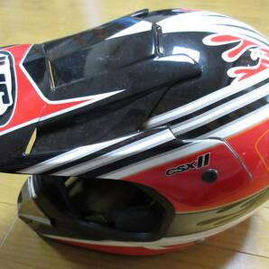 HJCジェットヘルメット CSX-Ⅱ(ホワイト×レッド×ブラック)中古品 Mサイズ(58cm) ゴーグル付きの画像2